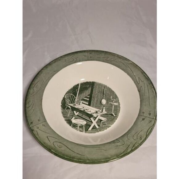 Colonial Homestead by Royal  10" Vegetable Serving Bowl 1950s Vintage Green - Picture 1 of 8